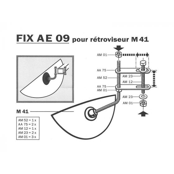 Rétroviseur Incassable 258x39x128 Vumax M41 - Parts & Go