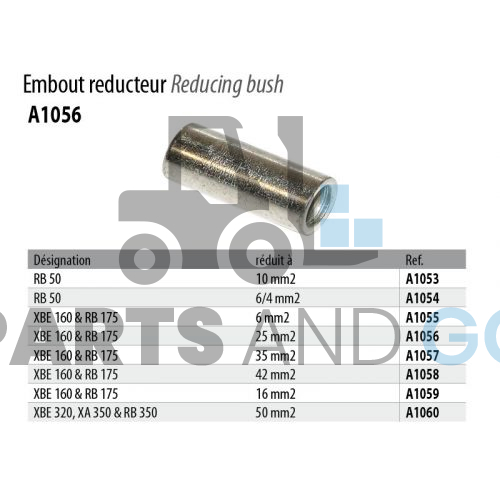 Embout reducteur - réduit à 25mm2 pour connecteur RB175 et XBE160 - Parts & Go