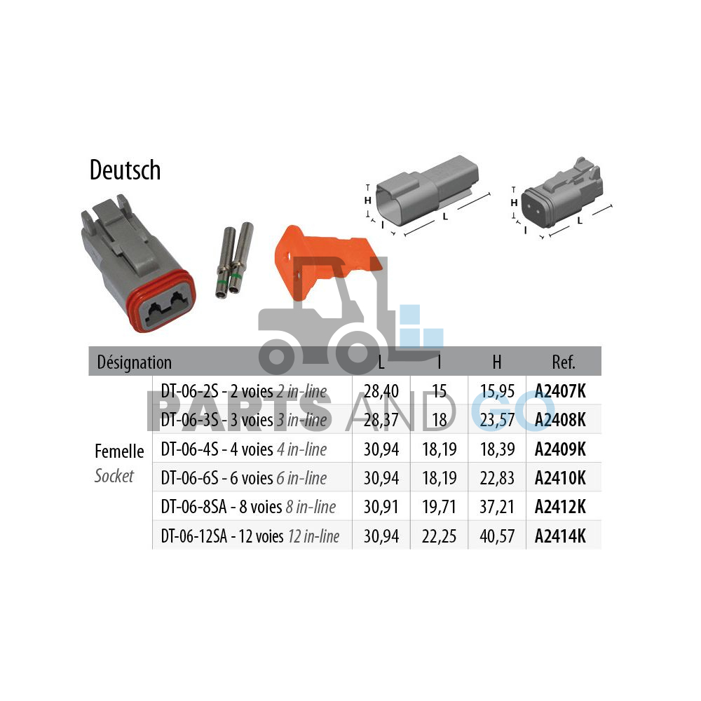 Kit connecteur Deutsch femelle 2 voies - Parts & Go