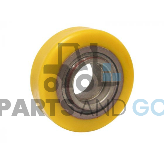 Galet Stabilisateur, Polyuréthane 120x40/50mm, cage de roulement 47x16mm, monté sur Mic et Jungheinrich - Parts & Go
