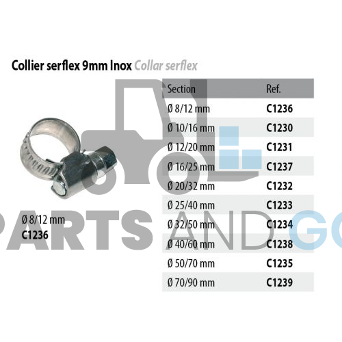 Collier serflex 9mm 8/12 - Parts & Go
