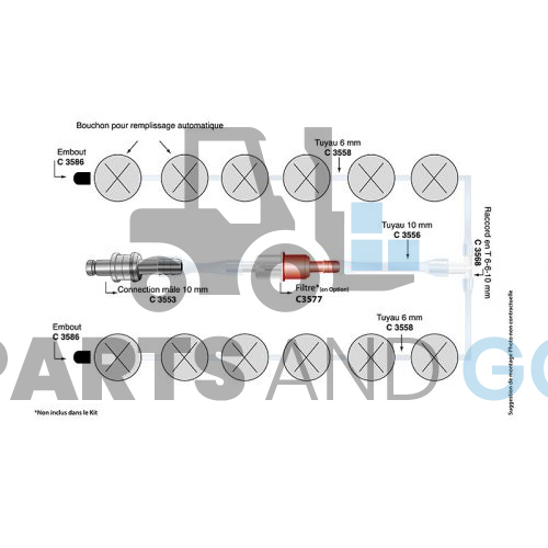 Kit de remplissage automatique de batterie de traction de 24volts hauteur de bouchon 47mm - Parts & Go