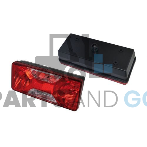 Feu arrière gauche Iveco,6 fonctions, 305x130x79 mm - Entraxe : 190 mm (livré sans lampe) - Parts & Go