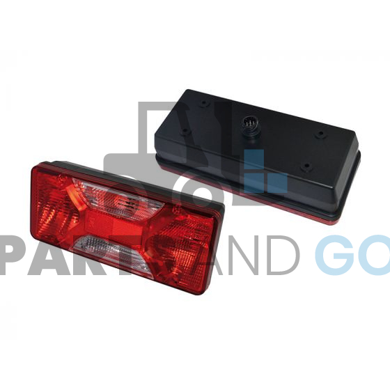 Feu arrière gauche Iveco,6 fonctions, 305x130x79 mm - Entraxe : 190 mm (livré sans lampe) - Parts & Go