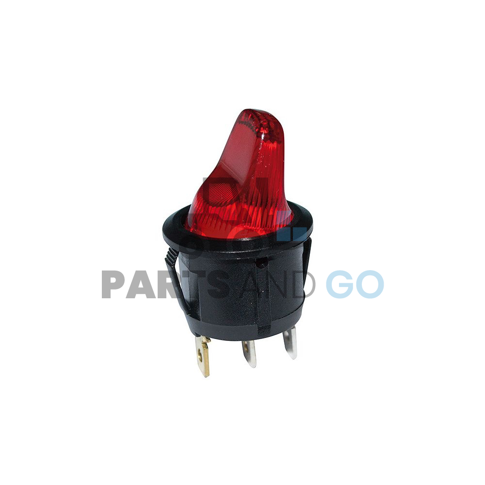 Interrupteurs à Bascule lumineux rouge (on-off), 3 cosses plates de 4.8mm, ø20.2 - Parts & Go
