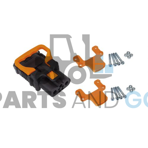 Kit Eaxtron:1 Connecteur-Prise femelle 160 faible effort 16mm2 -Poignée courte Orange & 2 contre-verrous - Parts & Go