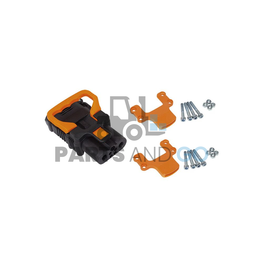 Kit Eaxtron :1 Connecteur-Prise femelle 160A faible effort 25mm2 -Poignée courte Orange & 2 contre-verrous - Parts & Go