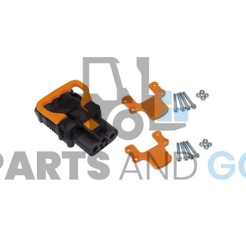 Kit Eaxtron: 1 Connecteur-Prise femelle 320 faible effort 50mm2-Poignée courte Orange & 2 contre-verrous - Parts & Go