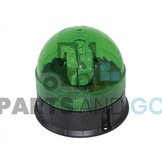 Gyrophare et feu à éclats LED (Multifonction) Vert à base plate, 12/24Volts, 140x130mm - Parts & Go