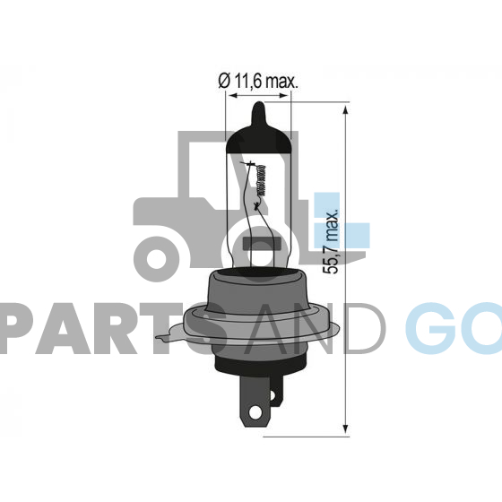 Lampe - Ampoule H7, culot PX26D, 12volts, 55W, hauteur 55,7mm - Parts & Go