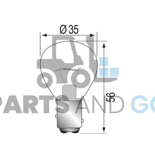 Lampe - Ampoule (2 Plots) culot BAY15D, 48volts, 40W, diamètre 35mm - Parts & Go