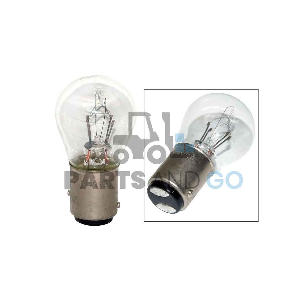 Lampe poirette 2 filaments, BAY15D 48Volts, 21/10W , diamètre 26,5mm - Parts & Go