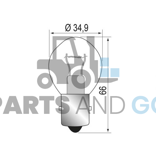 Lampe - Ampoule BA20S 48Volts, 35w, hauteur 66mm, diamètre 34,9mm - Parts & Go