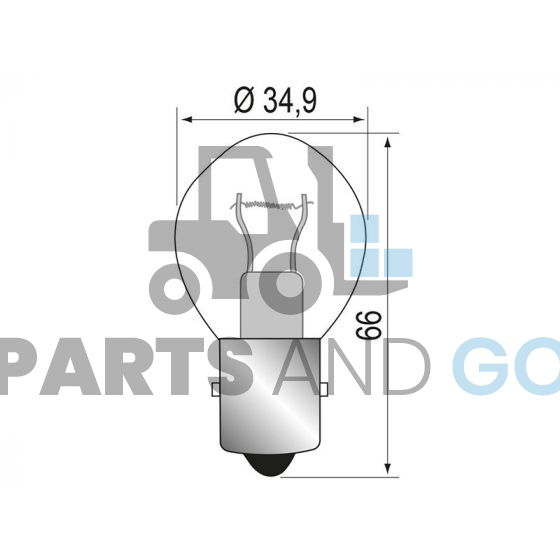 Lampe - Ampoule BA20S 48Volts, 35w, hauteur 66mm, diamètre 34,9mm - Parts & Go