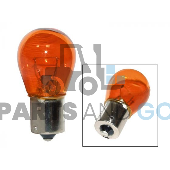 Lampe - Ampoule poirette orange BAU15S, 24volts, 21w diamètre 26,5mm - Parts & Go