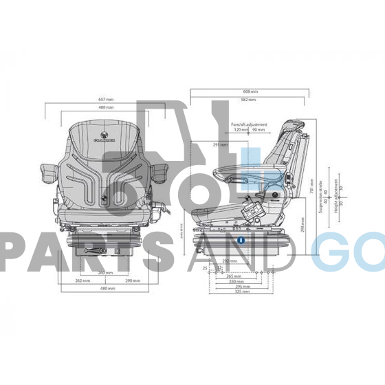 Siège Grammer Maximo M en PVC avec microcontact et ceinture pour chariot élévateur - Parts & Go