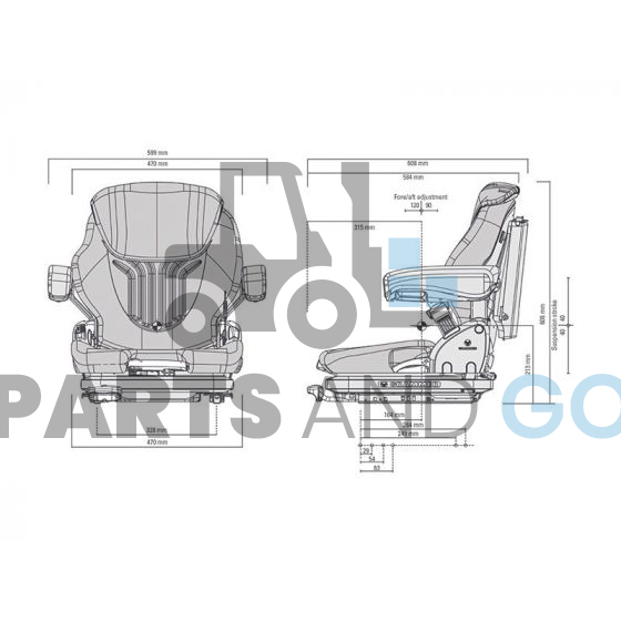 Siège Grammer Primo® xm en tissu microcontact et ceinture pour chariot élévateur - Parts & Go