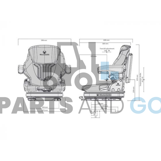 Siège Grammer Primo® XL Nouveau tissu avec microcontact, ceinture et compresseur 24v pour chariot élévateur - Parts & Go
