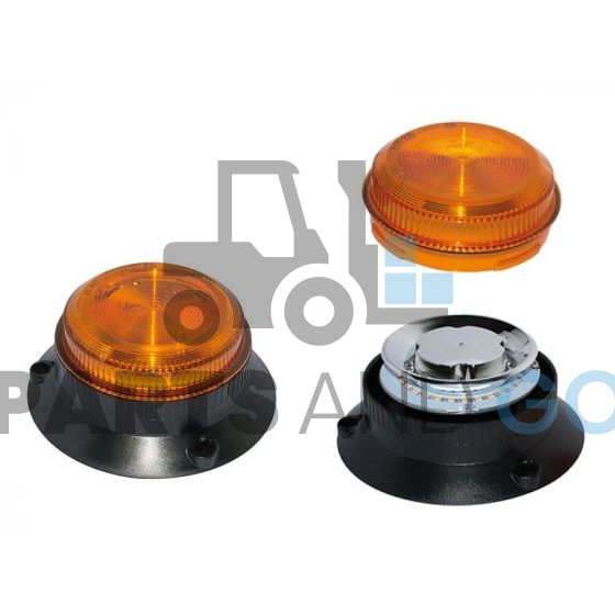 Gyrophare et feu à éclats à LED Multifonction Extra plat, 9/80Volts, 145x62mm, Entraxe 112mm, IP67 - Parts & Go