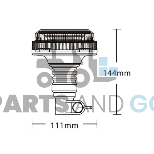 Gyrophare & feu à éclats à LED Multifonction Extra plat à Hampe, 9/80 Volts, IP67 - Parts & Go