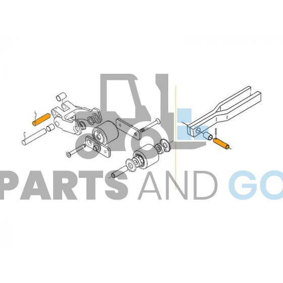 Axe (chape de roue ou bras stab) monté sur Transpalettes, Préparateurs de commandes et Gerbeurs Electriques BT - Parts & Go