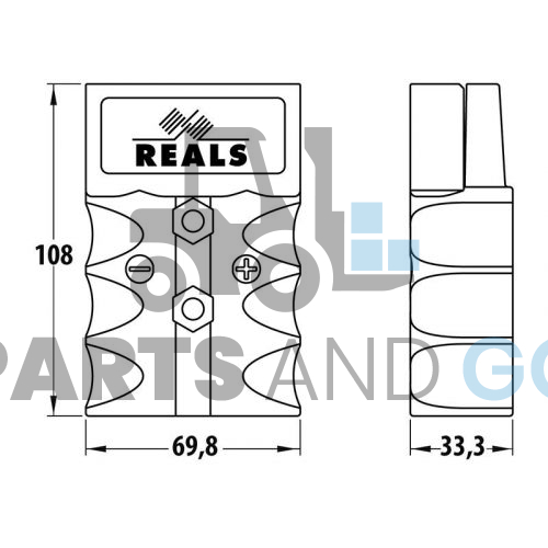 Connecteur-Prise de batterie RB350, Jaune, montage sur câble de 70mm2, 350A, 600Volts max - Parts & Go