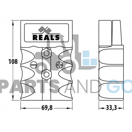 Connecteur-Prise de batterie RB350, Jaune, montage sur câble de 70mm2, 350A, 600Volts max - Parts & Go