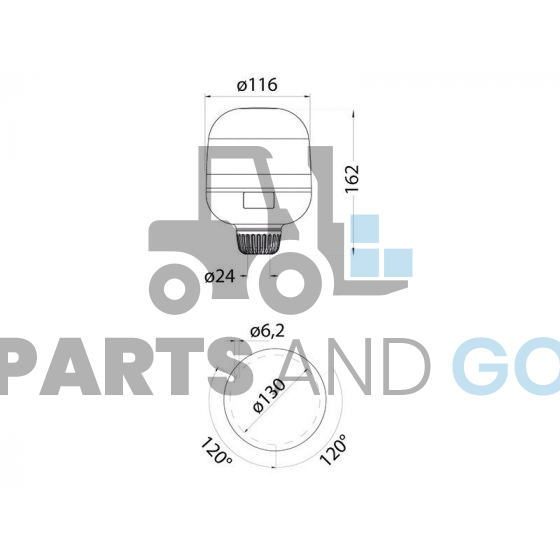 Gyrophare à hampe 24Volts - Parts & Go