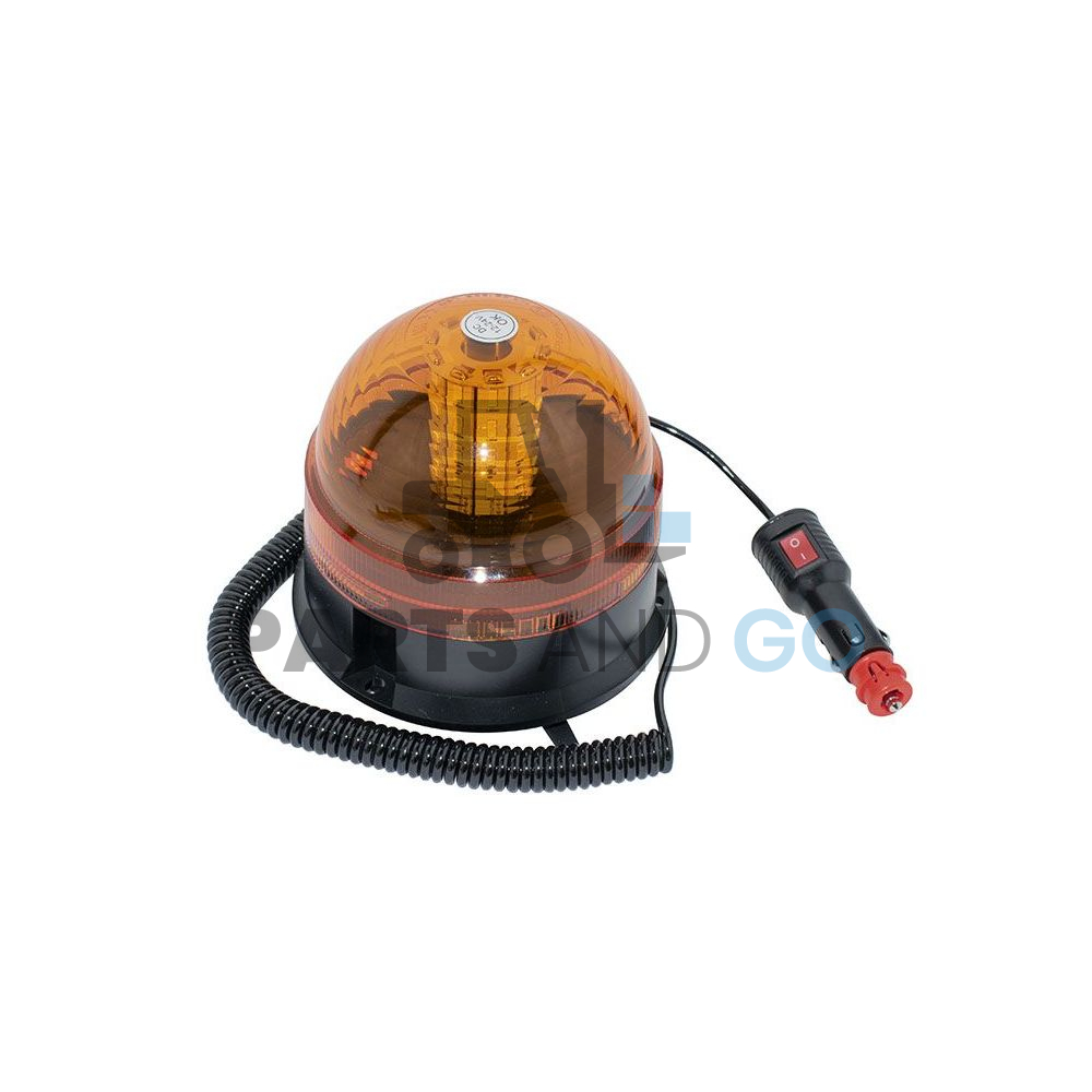 Gyrophare et feu à éclats LED (Multifonction) Ambre avec base magnétique, 12/24Volts, 140x140mm - Parts & Go