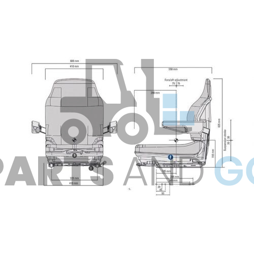 Siège Grammer MSG20® étroit en PVC avec microcontact et ceinture pour chariot élévateur - Parts & Go