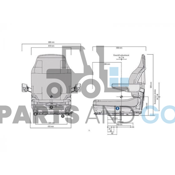 Siège Grammer MSG20® étroit en PVC avec microcontact pour chariot élévateur - Parts & Go