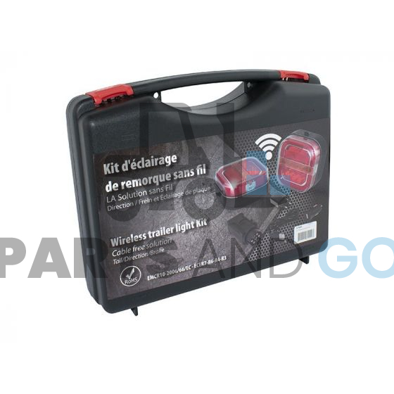 Feux arrière magnétiques sans fil (Wifi) 12/24Volts (Direction, frein et éclairage de plaque) 110x108x58mm - Parts & Go